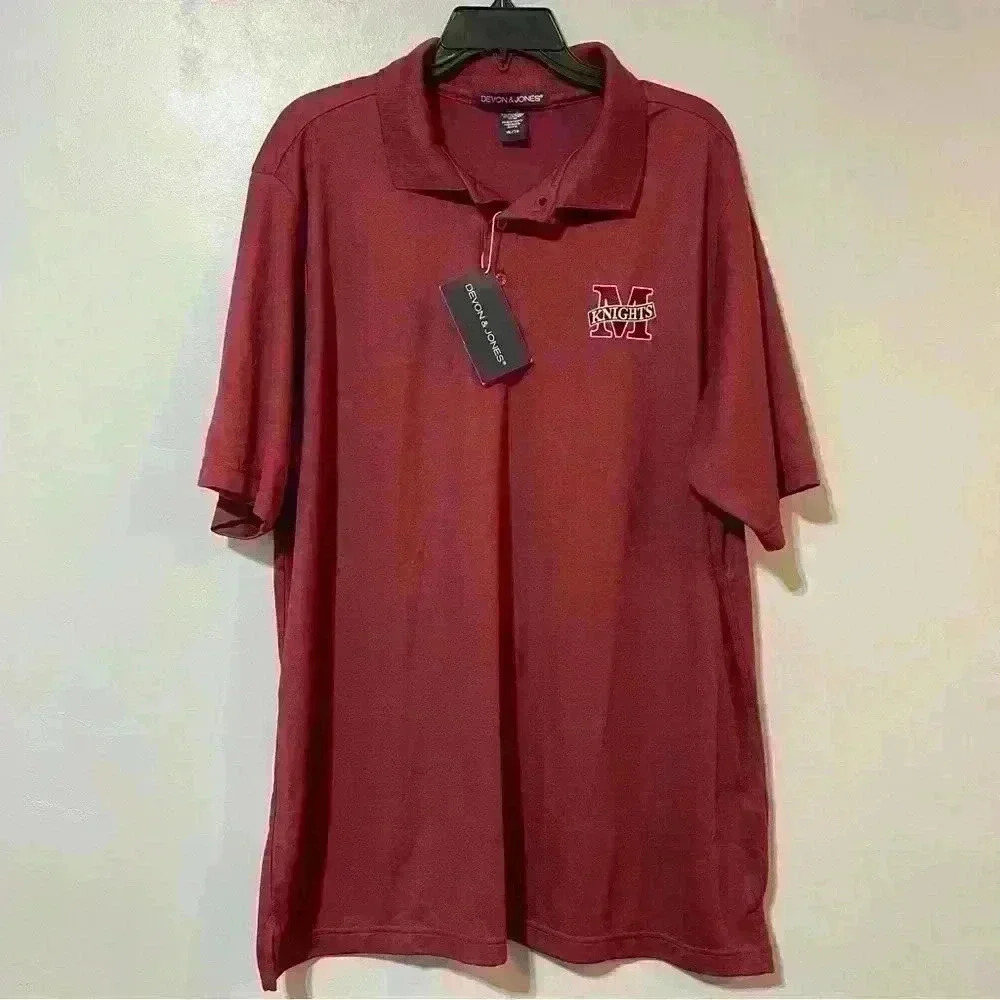 Devon & Jones Polo Shirt Short Sleeve Burgundy Mens Size XL M Knights